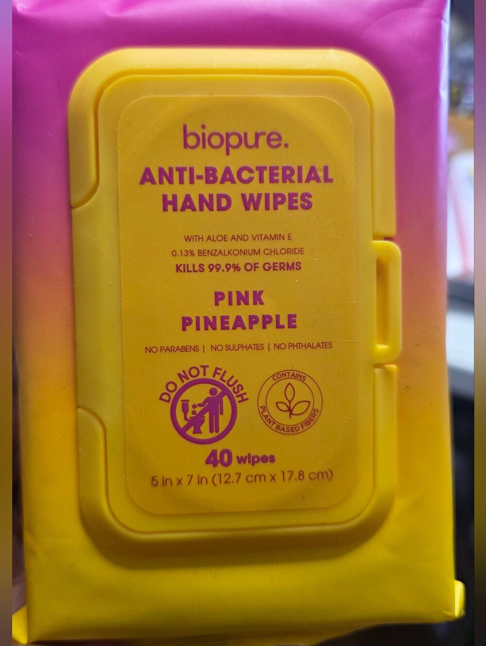 Biopure Anti Bacterial Wipes 40 Count